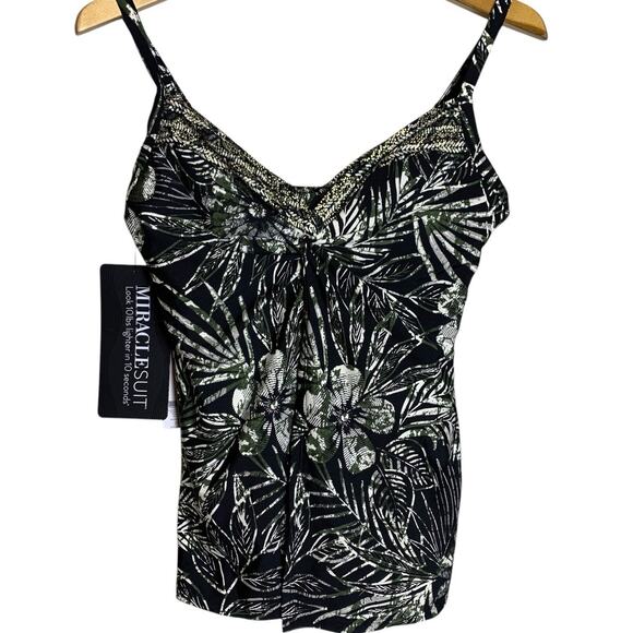NWT Miraclesuit Tankini Top Women's Size 8 Zahara Love Knot Underwired Tropical - Picture 2 of 8